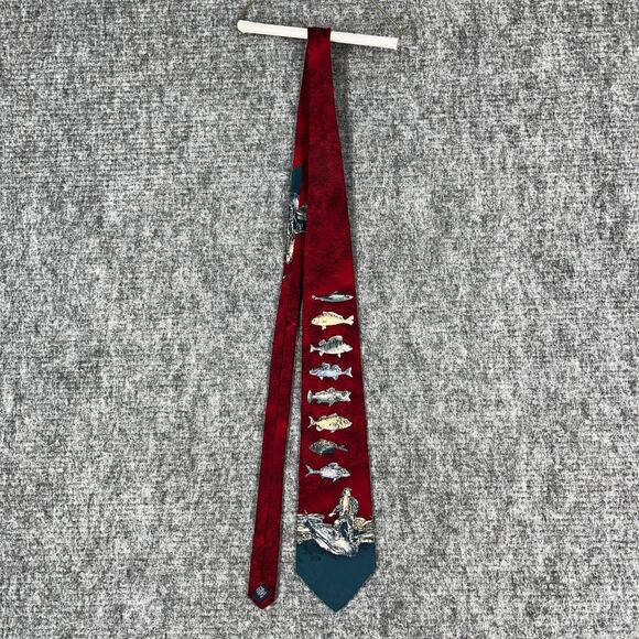 BD Baggies Silk Tie Mens Vintage USA Made Fish Print Novelty Naturecore - Picture 4 of 9